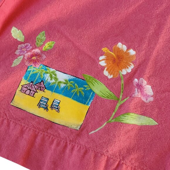 Erika Womens Coral Vacation Postcard Print Button-Up Shirt Size 2X Grandmacore - Picture 4 of 16